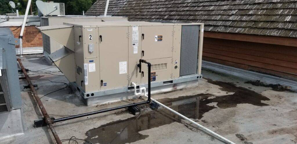A new commercial heating and air conditioning unit set on the roof of a central Ohio restaurant