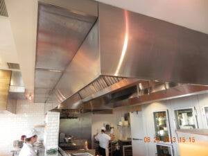 A commercial kitchen hood system