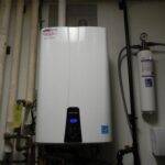One of many tankless water heaters installed by AireCom